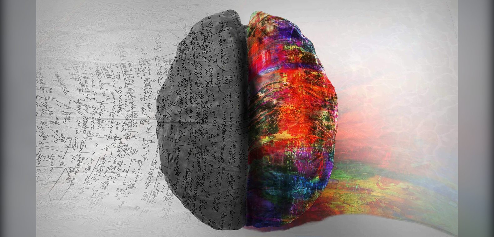Split illustration of a human brain - one half greyscale, one half vividly colored - representing tryptophan metabolism